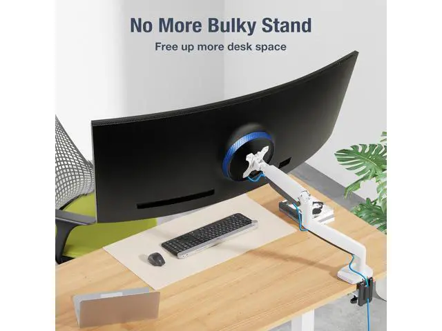 Alt view image 6 of 6 - AVLT Single 17"-45" Monitor Arm Desk Mount Premium Mechanical Spring fits One Flat/Curved/Ultrawide Monitor Full Motion Height Swivel Tilt Rotation Adjustable, White