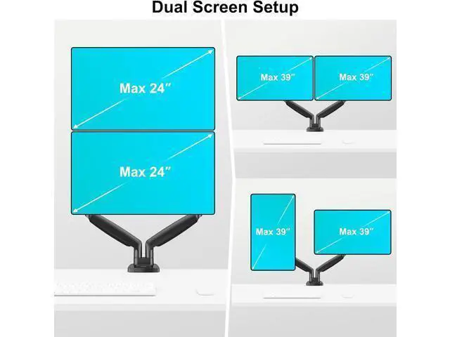 Alt view image 6 of 7 - MOUNT PRO Dual Monitor Desk Mount fits 22 to 39 Ultrawide Computer Screen, Holds up to 30.9lbs Each, Fully Adjustable Long Monitor Arm for Two Monitors, Gas Spring Monitor Stand, 100x100 VESA Mount