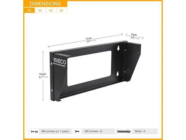 Alt view image 4 of 7 - RIVECO 2U Wall Mount Rack for Network| Reinforced Heavy Load 66-99 LBS Small Server Racks Vertical & Horizontal Mounting for 19 inches IT & Studio Equipment.