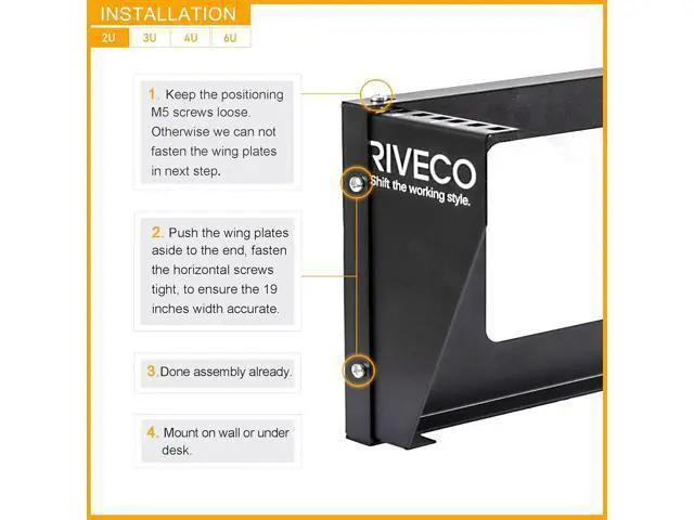 Alt view image 5 of 7 - RIVECO 2U Wall Mount Rack for Network| Reinforced Heavy Load 66-99 LBS Small Server Racks Vertical & Horizontal Mounting for 19 inches IT & Studio Equipment.