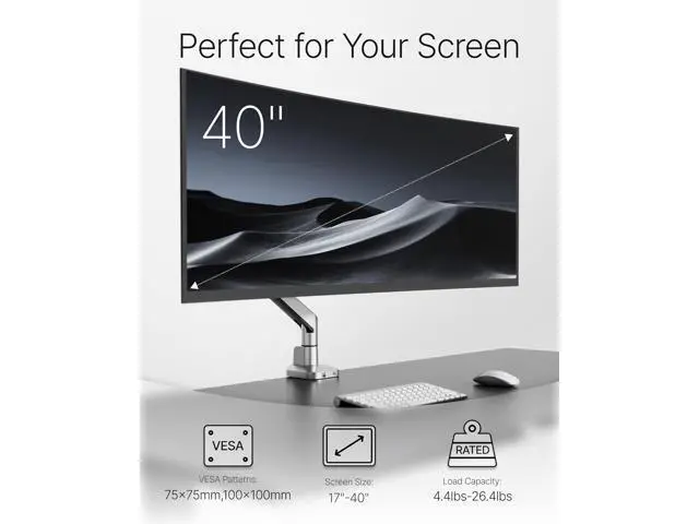 Alt view image 3 of 7 - monTEK Deluxe Monitor Arm with USB A/C up to 40 Inch Holds 26.4 lbs Curved Screens Aluminum Fully Motion Single Monitor Stand with Clamp/Grommet, Quick Release Plate,75/100mm VESA,MA1008UCSL