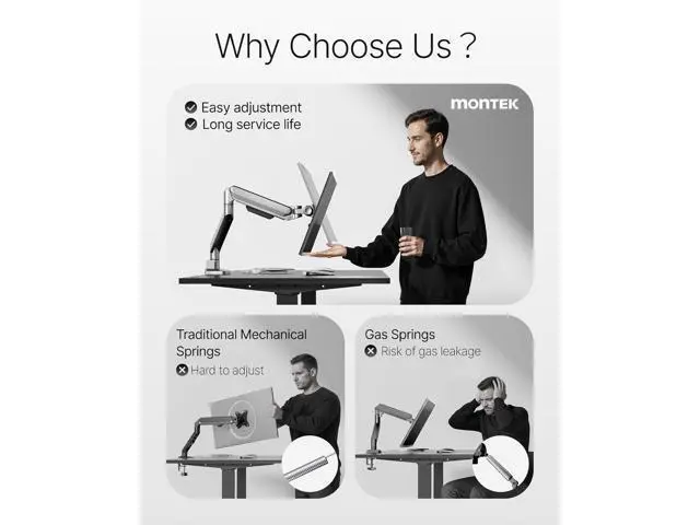 Alt view image 2 of 7 - monTEK Deluxe Monitor Arm with USB A/C up to 40 Inch Holds 26.4 lbs Curved Screens Aluminum Fully Motion Single Monitor Stand with Clamp/Grommet, Quick Release Plate,75/100mm VESA,MA1008UCSL