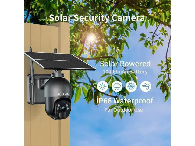 Alt view image 5 of 7 - Xega 4G LTE Cellular Security Camera Outdoor Solar Camera Wireless Built-in SIM Card, 2K HD Color Night Vision PTZ 360° View, Smart PIR Motion Detection, 2-Way Talk, No WiFi, IP66
