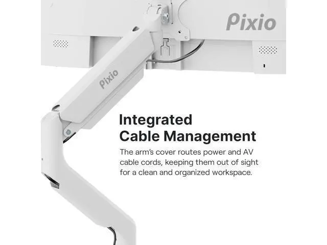 Alt view image 5 of 7 - Pixio PS2S White Ultrawide Heavy-Duty Premium Single Monitor Arm Stand Desk Mount - Fits up to 49 inches Monitors, Weights up to 39lbs Flat / 31lbs Curved, Compatible with VESA 75x75 100x100mm