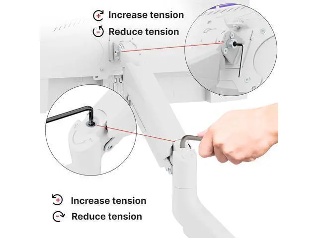 Alt view image 7 of 7 - Pixio PS2S White Ultrawide Heavy-Duty Premium Single Monitor Arm Stand Desk Mount - Fits up to 49 inches Monitors, Weights up to 39lbs Flat / 31lbs Curved, Compatible with VESA 75x75 100x100mm