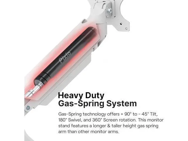 Alt view image 3 of 7 - Pixio PS2S White Ultrawide Heavy-Duty Premium Single Monitor Arm Stand Desk Mount - Fits up to 49 inches Monitors, Weights up to 39lbs Flat / 31lbs Curved, Compatible with VESA 75x75 100x100mm