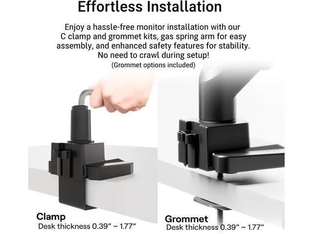 Alt view image 6 of 7 - Pixio PS2S Ultrawide Heavy-Duty Premium Single Monitor Arm Stand Desk Mount - Fits up to 49 inches Monitors, Weights up to 39lbs Flat / 31lbs Curved, Compatible with VESA 75x75mm 100x100mm