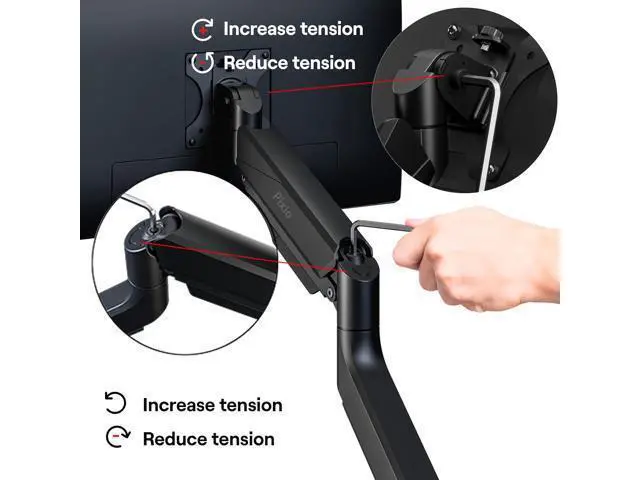 Alt view image 7 of 7 - Pixio PS2S Ultrawide Heavy-Duty Premium Single Monitor Arm Stand Desk Mount - Fits up to 49 inches Monitors, Weights up to 39lbs Flat / 31lbs Curved, Compatible with VESA 75x75mm 100x100mm