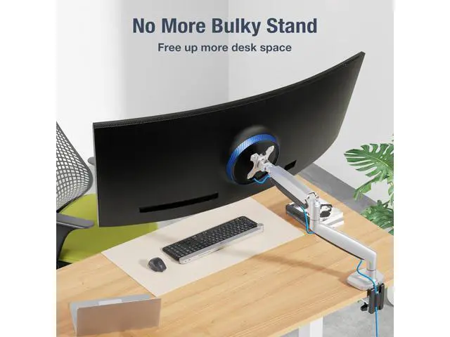 Alt view image 5 of 7 - AVLT Single 17"-45" Monitor Arm Desk Mount Premium Mechanical Spring fits One Flat/Curved/Ultrawide Monitor Full Motion Height Swivel Tilt Rotation Adjustable, Gray