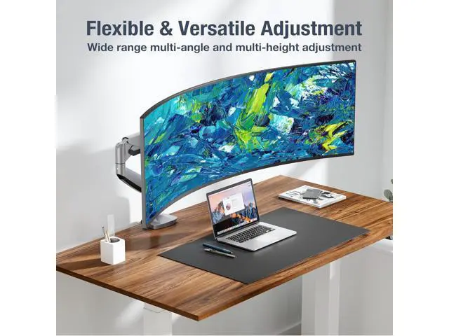 Alt view image 4 of 7 - AVLT Single 17"-45" Monitor Arm Desk Mount Premium Mechanical Spring fits One Flat/Curved/Ultrawide Monitor Full Motion Height Swivel Tilt Rotation Adjustable, Gray