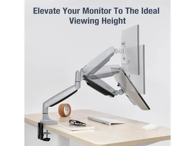 Alt view image 7 of 7 - AVLT Single 17"-45" Monitor Arm Desk Mount Premium Mechanical Spring fits One Flat/Curved/Ultrawide Monitor Full Motion Height Swivel Tilt Rotation Adjustable, Gray