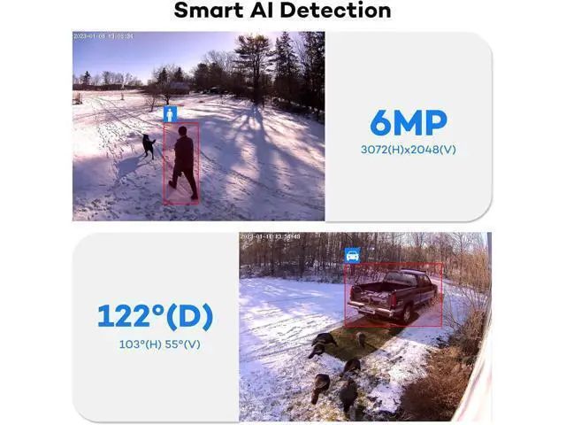 Alt view image 2 of 7 - ONWOTE 6MP Super HD PoE IP Security Camera with Audio, AI Human Vehicle Detection, 3072x2048 6 Megapixels, 122° FoV, Indoor/Outdoor Commercial Wired Camera for Business, Add-on to PoE NVR System