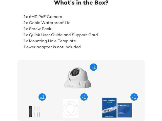 Alt view image 6 of 6 - ONWOTE 6MP Super HD PoE IP Security Camera with Audio, AI Human Vehicle Detection, 3072x2048 6 Megapixels, 122° FoV, Indoor/Outdoor Commercial Wired Camera for Business, Add-on to PoE NVR System