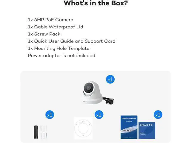 Alt view image 6 of 6 - ONWOTE 6MP Super HD PoE IP Security Camera with Audio, AI Human Vehicle Detection, 3072x2048 6 Megapixels, 122° FoV, Indoor/Outdoor Commercial Wired Camera for Business, Add-on to PoE NVR System