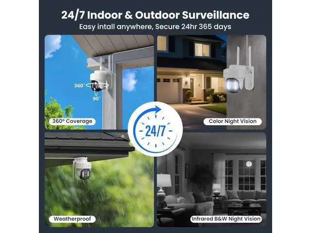 Alt view image 3 of 7 - xmartO Auto-Track Security Camera Outdoor Wireless, 3MP WiFi PTZ Security Camera AC Powered, Auto Floodlight, Color Night Vision, Motion Detection MSG and Siren, SD Card and Cloud Storage