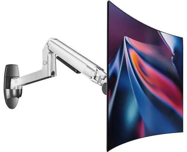 Main image of Monitor Wall Mount for Flat or Curved Screens up to 38" Within 25 lbs, Full Motion Adjustable Monitor Arm Wall Mount with Cable Management, VESA 75x75/100x100mm, Silver