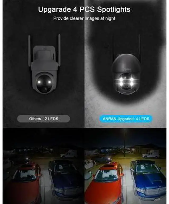 Alt view image 2 of 7 - ANRAN Security Camera Wireless Outdoor with 360° View, 2K Solar Outdoor Camera with Smart Siren, Spotlights, Color Night Vision, PIR Human Detection, Pan Tilt Control, 2-Way Talk, IP65, Q1 Grey