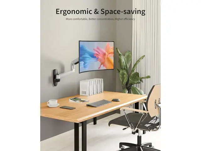 Alt view image 7 of 7 - Monitor Wall Mount for Flat or Curved Screens up to 38" Within 25 lbs, Full Motion Adjustable Monitor Arm Wall Mount with Cable Management, VESA 75x75/100x100mm, Silver