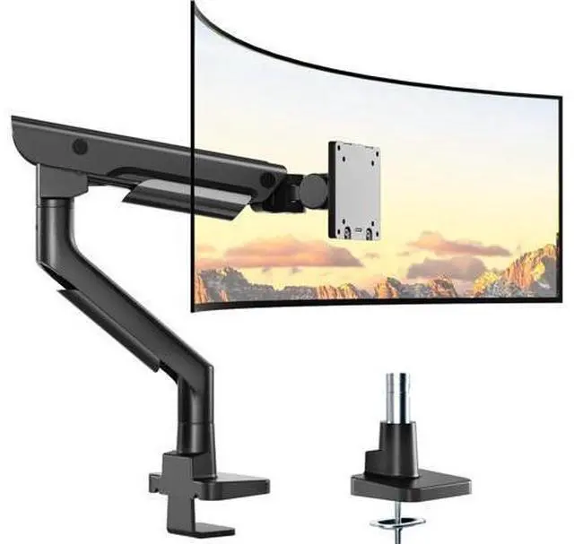 Main image of monTEK Sleek Aluminum Monitor Arm for 1757 Ultrawide Screens up to 59.4 lbs, Heavy Duty Single Monitor Arm Desk Mount, Pneumatic Lift, Quick-Release Plate, Clamp/Grommet, Max VESA 100x100