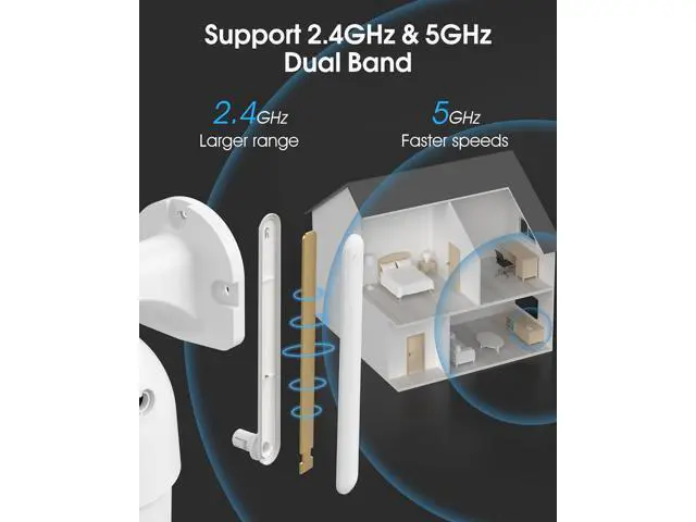 Alt view image 4 of 7 - 2K Security Cameras Outdoor, 360°Pan-Tilt View 2.4G/5G WiFi Security Camera with Motion Tracking, Spotlight & Siren, 2-Way Audio, Full Color Night Vision, Waterproof (2 Pack)