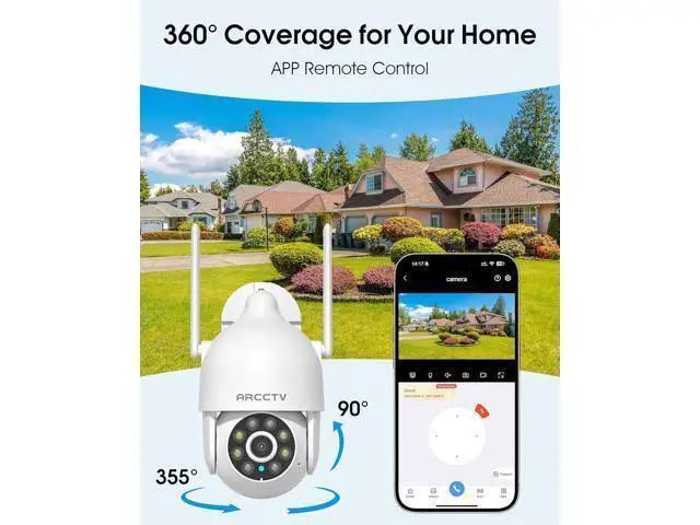 Alt view image 2 of 7 - 2K Security Cameras Outdoor, 360°Pan-Tilt View 2.4G/5G WiFi Security Camera with Motion Tracking, Spotlight & Siren, 2-Way Audio, Full Color Night Vision, Waterproof (2 Pack)