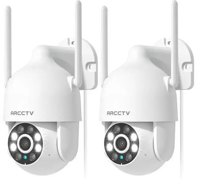 Main image of 2K Security Cameras Outdoor, 360°Pan-Tilt View 2.4G/5G WiFi Security Camera with Motion Tracking, Spotlight & Siren, 2-Way Audio, Full Color Night Vision, Waterproof (2 Pack)