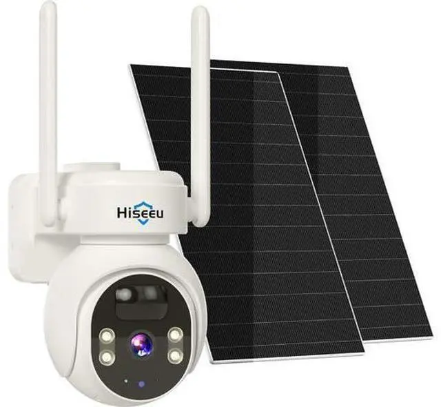 Main image of Hiseeu Solar Powered Security Camera, 24/7 Recording, 4MP 100% Wireless Outdoor Camera, 360° PTZ View, PIR Motion Detection, Color Night Vision, 2-Way Audio, IP66 Waterproof, No Monthly Fees