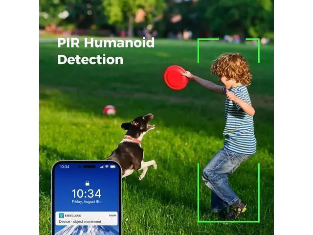 Alt view image 4 of 5 - Hiseeu Solar Powered Security Camera, 24/7 Recording, 4MP 100% Wireless Outdoor Camera, 360° PTZ View, PIR Motion Detection, Color Night Vision, 2-Way Audio, IP66 Waterproof, No Monthly Fees