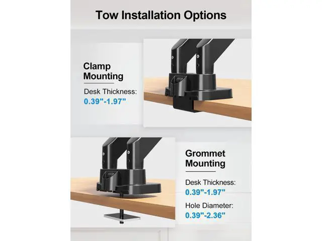 Alt view image 4 of 7 - Dual Monitor Mount Fits Max 39" Computer Screen, Hold 4.4-33 lbs Each Ultrawide Desk Mount, Adjustable Gas Spring Double Monitor Arm, Monitor Stand for 2 Monitors with USB, VESA