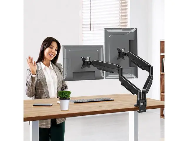 Alt view image 2 of 7 - MOUNT PRO Dual Monitor Stand for Max 43 Inch Ultrawide Computer Screen, Premium Aluminum Heavy Duty Monitor Arm Holds 6.6lbs to 33lbs, Gas Spring Full Motion Display Desk Stand, VESA Mount