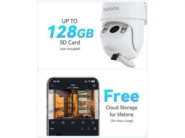 Alt view image 7 of 7 - blurams 2K Security Camera Outdoor, Pan-Tilt Outdoor Camera Wired w/360° View, Motion Tracking, 2.4/5GHz WiFi 6, 2-Way Audio, Weatherproof, Free Person/Motion Detection, 24/7 Recording 2Pack