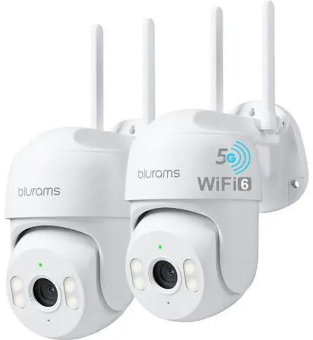 Main image of blurams 2K Security Camera Outdoor, Pan-Tilt Outdoor Camera Wired w/360° View, Motion Tracking, 2.4/5GHz WiFi 6, 2-Way Audio, Weatherproof, Free Person/Motion Detection, 24/7 Recording 2Pack