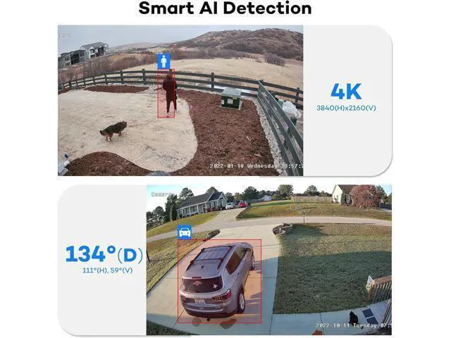 Alt view image 2 of 6 - ONWOTE 4K 8MP UltraHD PoE IP Security Camera, AI Human Vehicle Detection, 3840x2160 8 Megapixels, 134° FoV, Video Audio, Indoor Outdoor, Commercial Wired Camera for Business, Add-on to PoE NVR System