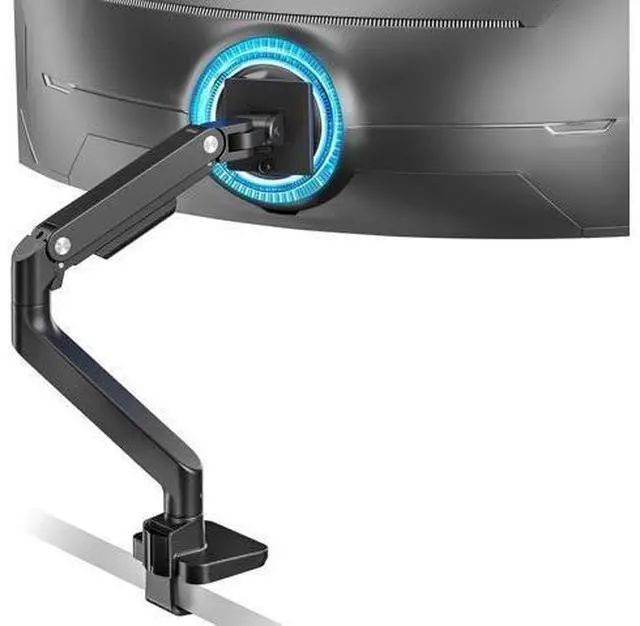 Main image of ARES WING Ultrawide Monitor Arm for 17 to 49 Inch Heavy Duty Curved Screen, Holds 44 Lbs, Adjustable Gas Spring Monitor Arm Desk Mount with C Clamp, Grommet Base, 75/100 Vesa Mount, Black