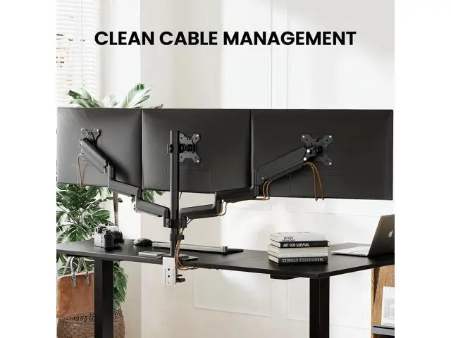 Alt view image 7 of 7 - ErGear Triple Monitor Mount for 13-27 inch Screens, Premium Aluminum Triple Monitors Stand up to 17.6 lbs, Sturdy 3 Monitor Desk Mount with Swivel, Tilt, Rotation, Max VESA 100x100mm