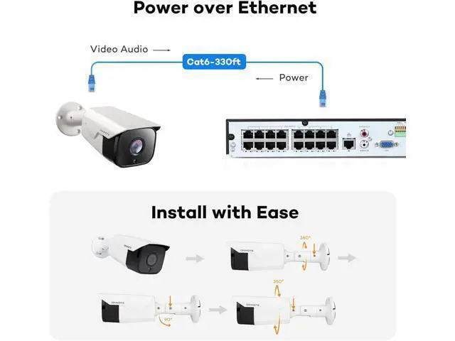 Alt view image 3 of 6 - ONWOTE 4K 8MP UltraHD PoE IP Security Camera, AI Human Vehicle Detection, 3840x2160 8 Megapixels, 134° FoV, Video Audio, Indoor Outdoor, Commercial Wired Camera for Business, Add-on to PoE NVR System