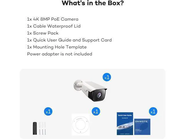 Alt view image 6 of 6 - ONWOTE 4K 8MP UltraHD PoE IP Security Camera, AI Human Vehicle Detection, 3840x2160 8 Megapixels, 134° FoV, Video Audio, Indoor Outdoor, Commercial Wired Camera for Business, Add-on to PoE NVR System