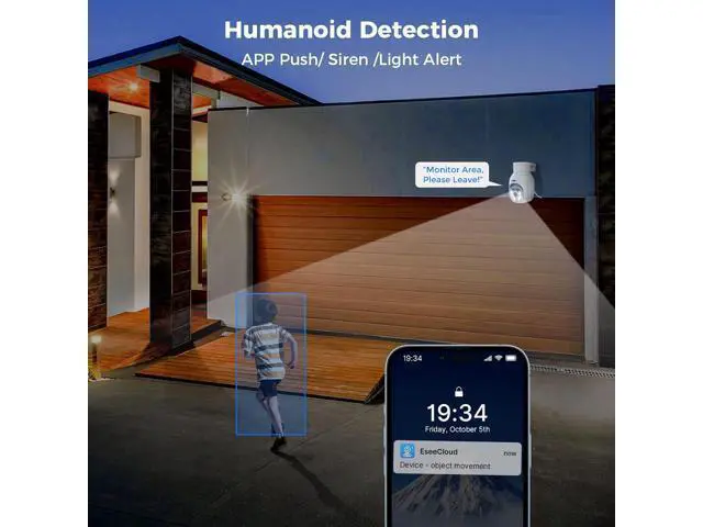 Alt view image 6 of 7 - Hiseeu Security Camera Wireless Outdoor, 5MP Color Night Vision, 2.4&5G WiFi Surveillance Camera Pan/Tilt with Motion Detection/Siren/Light Alarm, 2-Way Audio, IP66 Weatherproof, No Monthly Fee, 2PCS