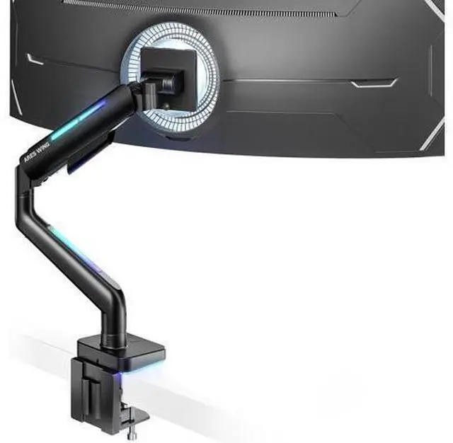 Main image of Ultrawide Monitor arm for 17-49'' Heavy Duty Screen up to 44lbs, Gas Spring Single Monitor Arm with RGB Light, Adjustable Gaming Computer Monitor Arm for Desk, Black