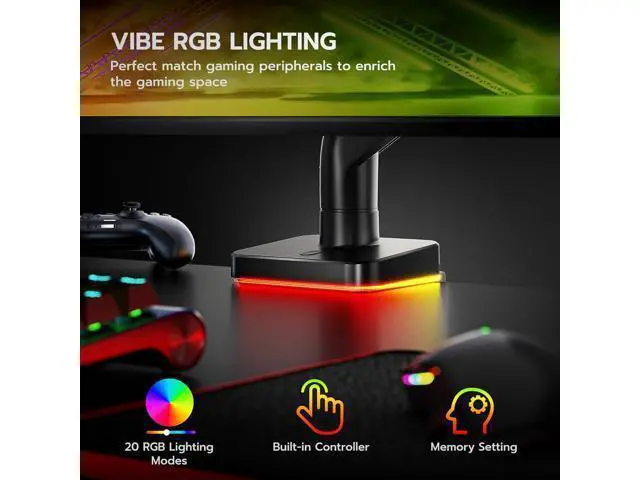 Alt view image 7 of 7 - Ultrawide Monitor arm for 17-49'' Heavy Duty Screen up to 44lbs, Gas Spring Single Monitor Arm with RGB Light, Adjustable Gaming Computer Monitor Arm for Desk, Black