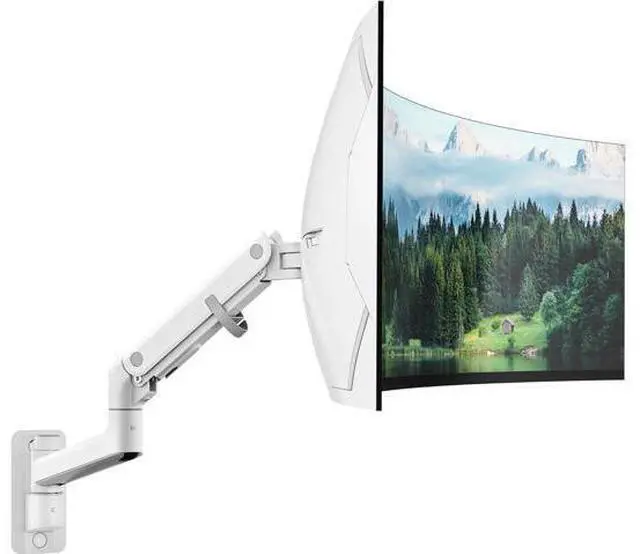 Main image of monTEK 17-49 inch Single Monitor Wall Mount for up to 44 lbs Ultrawide Screen, Premium Aluminum Heavy Duty Monitor Arm with Adjustable Gas Spring Arm, 75x75/100x100 VESA Mount, White