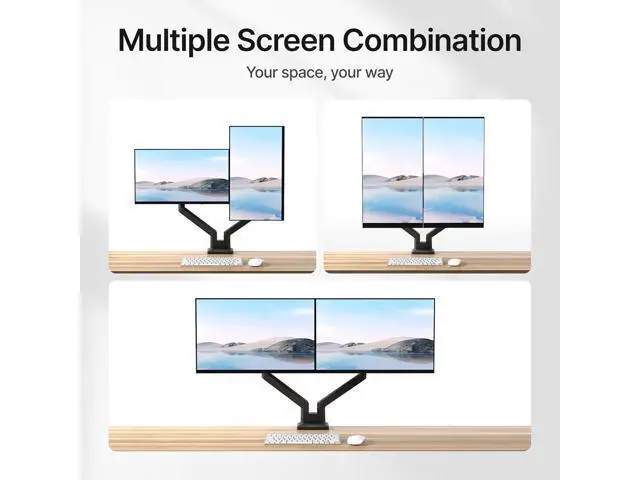 Alt view image 4 of 7 - monTEK Dual Monitor Mount Monitor Arms for 2 Monitors for 17 to 35 Inch Curved Screen Holds 35 Lbs Adjustable Heavy Duty Monitor Desk Mount Cable Management, VESA 75/100mm,MA1007BK-D