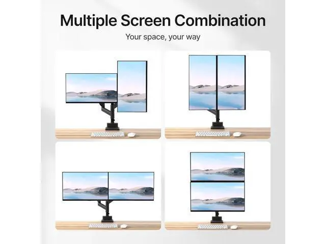 Alt view image 7 of 7 - monTEK Dual Monitor Mount Tall Monitor arms for 2 Monitors for 17 to 35 Inch Curved Screen Holds 35 Lbs Adjustable Heavy Duty Monitor Desk Mount Cable Management, VESA 75/100mm, MA1007PBK-D