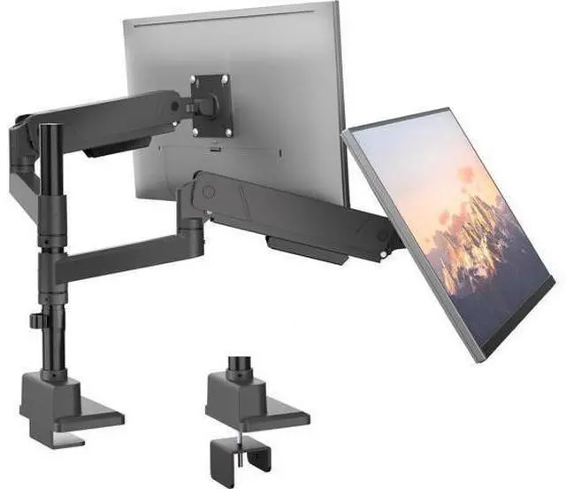 Main image of monTEK Dual Monitor Mount Tall Monitor arms for 2 Monitors for 17 to 35 Inch Curved Screen Holds 35 Lbs Adjustable Heavy Duty Monitor Desk Mount Cable Management, VESA 75/100mm, MA1007PBK-D