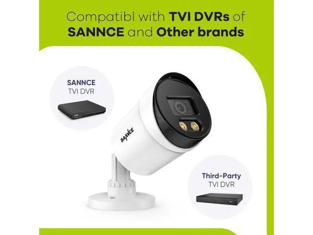 Alt view image 7 of 7 - SANNCE Full Color Night Vision Security Camera, 4pcs 1080P TVI Wired CCTV Surveillance Camera for Home, Indoor Outdoor Use, Built-in 3500K Smart Warm Spotlight LED, 4 Cameras with Adapter & Cables