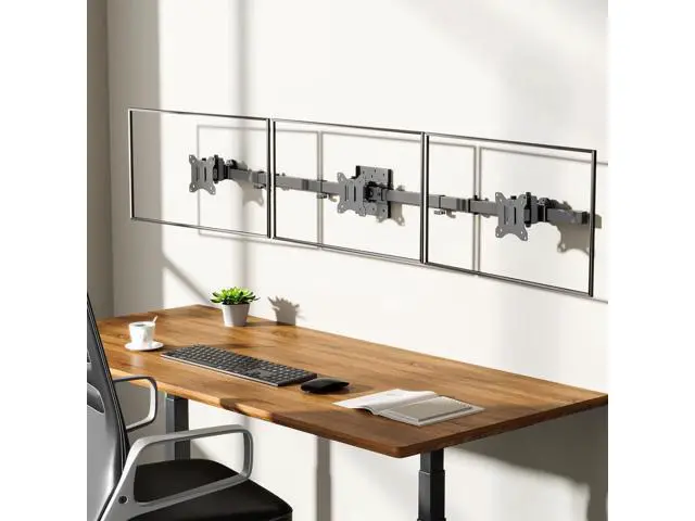 Alt view image 2 of 7 - WALI Triple Monitor Wall Mount for 17 to 32 Inch, Computer Monitor Arm for 3 Screens, Swivel Tilt Wall Mount with Mounting Holes 75x75/100x100mm, Per Arm Holds Up to 15.4lbs (013ARM), Black