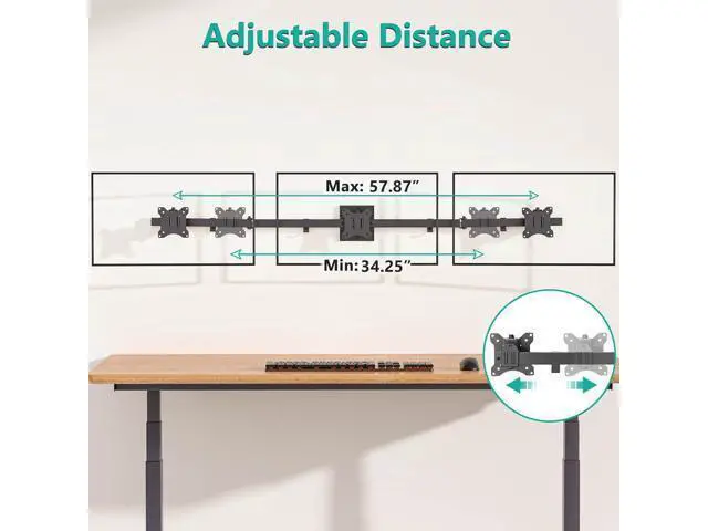 Alt view image 6 of 7 - WALI Triple Monitor Wall Mount for 17 to 32 Inch, Computer Monitor Arm for 3 Screens, Swivel Tilt Wall Mount with Mounting Holes 75x75/100x100mm, Per Arm Holds Up to 15.4lbs (013ARM), Black