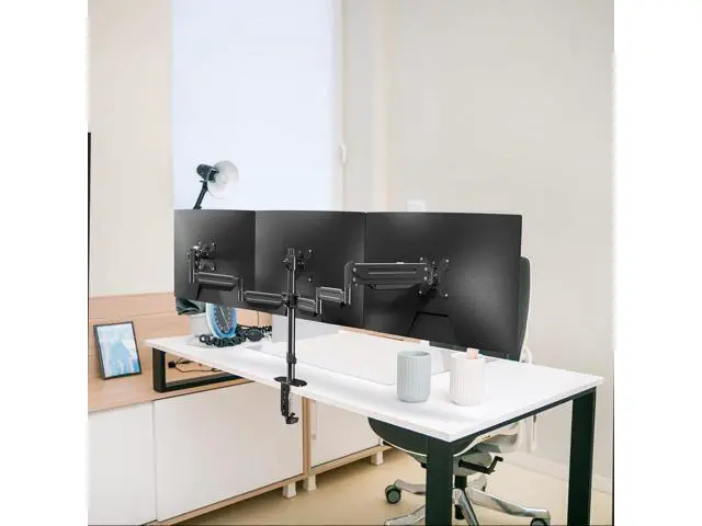 Alt view image 7 of 7 - suptek Triple Monitor Mount for Most 17 to 32 inch Screens,Gas Springs Adjustment Triple Monitor Desk Mount Stand with Clamp & Grommet Kit,Black(MD8003)