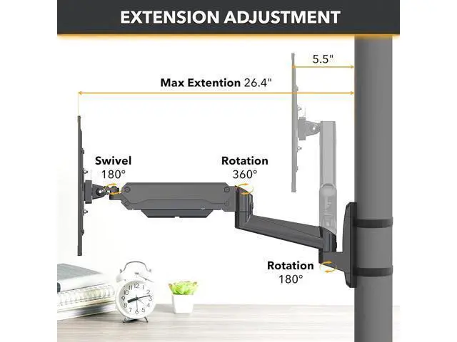 Alt view image 4 of 7 - CondoMounts CLMMMAB2022 Full Motion Pillar Monitor Mount | WorkBench Monitor Mount | Pallet Rack | NO Drill | GAS Spring Arm with VESA Plate | Pillar Mount | Holds 18lbs | Up to 32-in. Monitor | Black