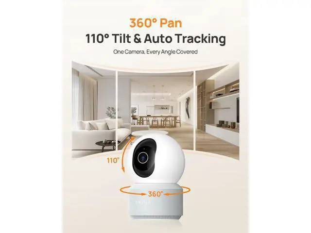 Alt view image 2 of 6 - Anona 4K UHD Indoor Camera, Pet/Dog/Baby Security Camera with Phone App, 360°Pan-Tilt, 5G/2.4G Dual-Band Wi-Fi 6, Auto-Tracking, Person/Pet/Baby Crying Detection, Privacy Mode, Two-Way Audio, 2 Pack